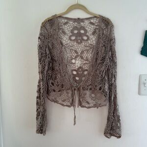 Crochet Open-Front Cardigan